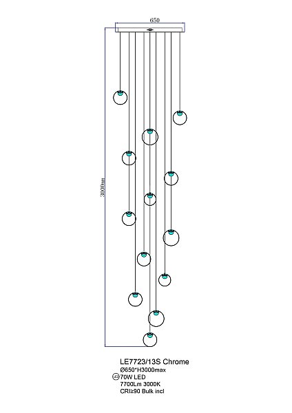 Подвесная люстра LEON Molecule LE7723/13S Chrome