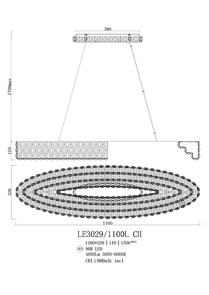Подвесная люстра LEON Amelie LE3029/1100L CH