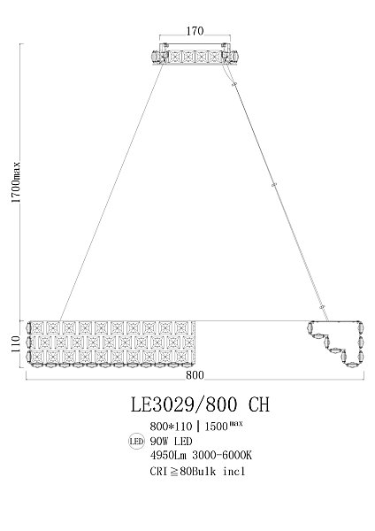 Подвесная люстра LEON Amelie LE3029/800 CH