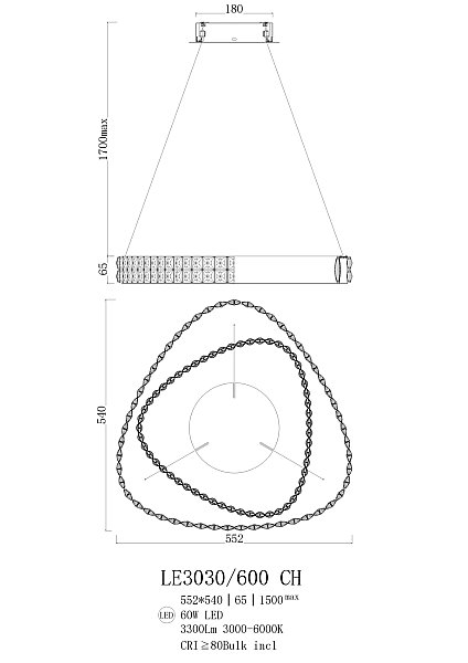 Подвесная люстра LEON Veronique LE3030/600 CH