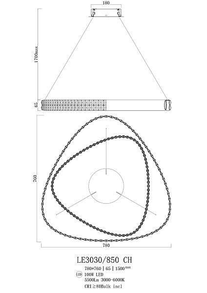 Подвесная люстра LEON Veronique LE3030/850 CH