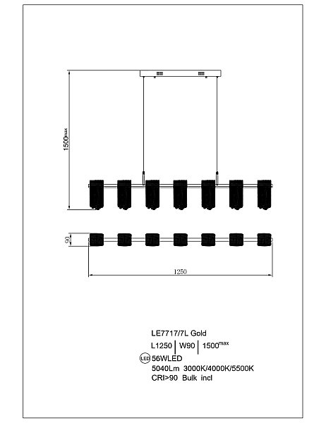 Светильник подвесной LEON Cascade LE7717/7L Gold