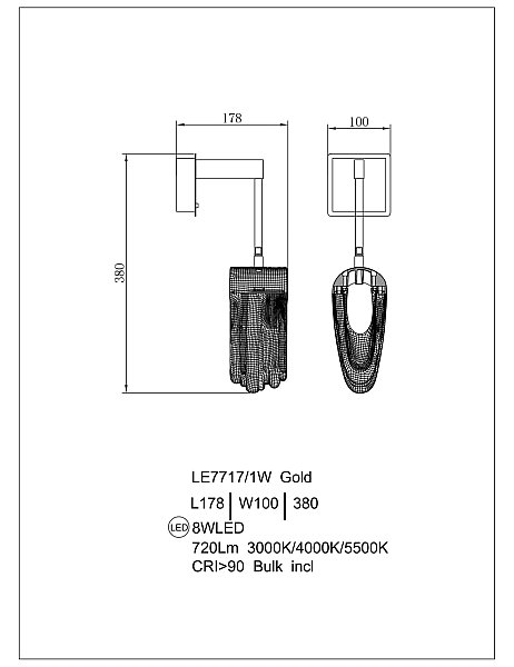 Настенное бра LEON Cascade LE7717/1W Gold