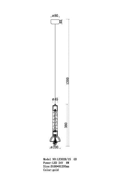 Светильник подвесной LEON Rebecca LE3028/1S GD/Grey