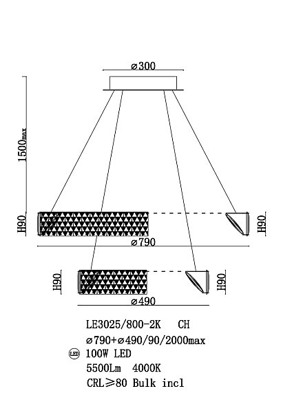 Подвесная люстра LEON Aveline LE3025/800-2K CH