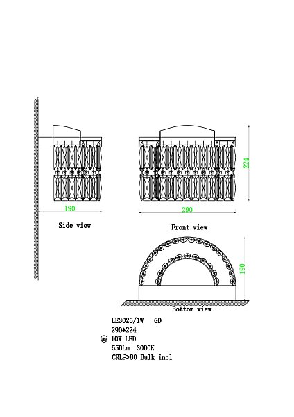 Настенное бра LEON Milana LE3026/1W GD