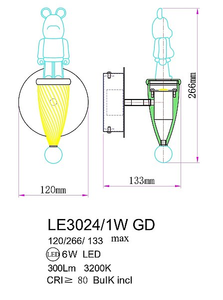 Настенное бра LEON Joli LE3024/1W GD