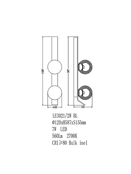 Настенное бра LEON Air LE3021/2W BL