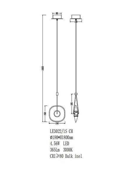 Светильник подвесной LEON Illusion LE3022/1S CH