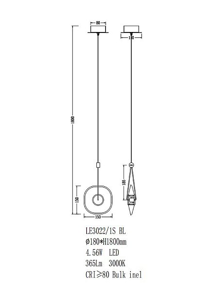 Светильник подвесной LEON Illusion LE3022/1S BL