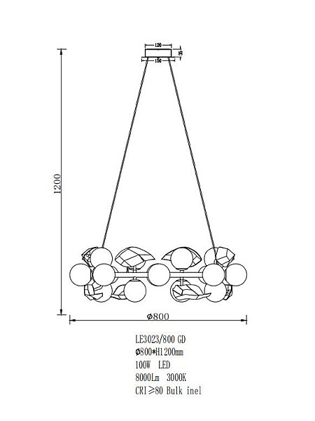 Подвесная люстра LEON Emilie LE3023/800 GD