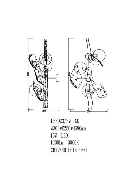 Настенное бра LEON Emilie LE3023/3W GD