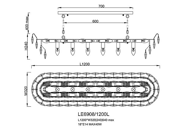 Подвесная люстра LEON Florence LE6908/1200L CH