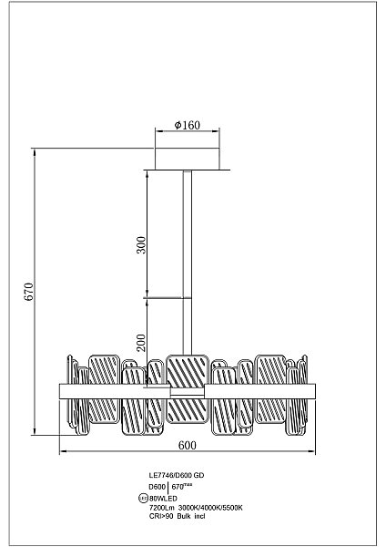 Потолочная люстра LEON Ailani LE7746/D600 GD