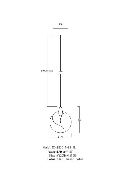 Светильник подвесной LEON Lance LE3015/1S BL