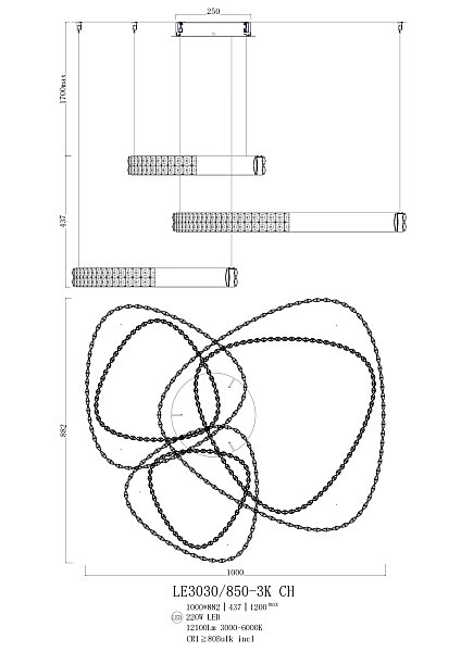 Подвесная люстра LEON Veronique LE3030/850-3F CH