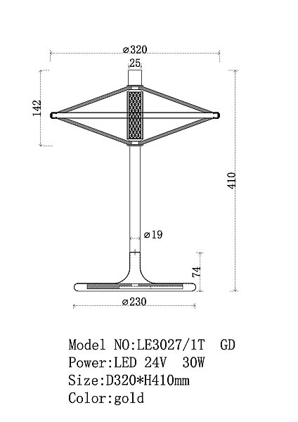 Настольная лампа LEON Chantale LE3027/1T GD/PU