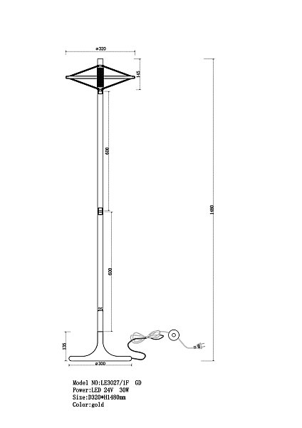 Торшер LEON Chantale LE3027/1F GD/BL