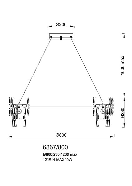Подвесная люстра LEON Fleur LE6867/800 GD