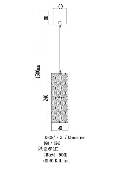 Светильник подвесной LEON Alice LE3039/1S GD