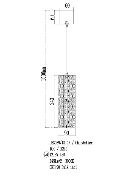 Светильник подвесной LEON Alice LE3039/1S CH