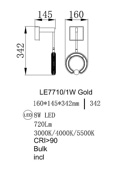 Настенное бра LEON Ani LE7710/1W Gold