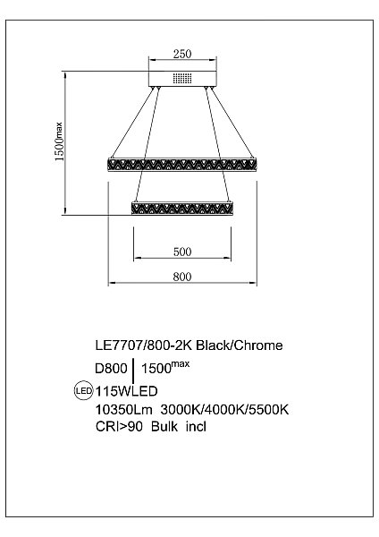 Подвесная люстра LEON Aida LE7707/800-2K Black Chrome