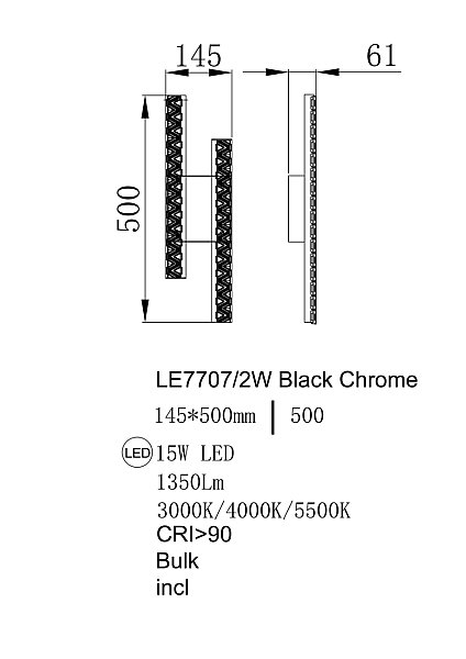 Настенный светильник LEON Aida LE7707/2W Black Chrome