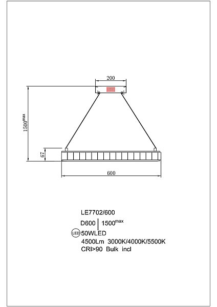 Подвесная люстра LEON Christine LE7702/600 Black Chrome