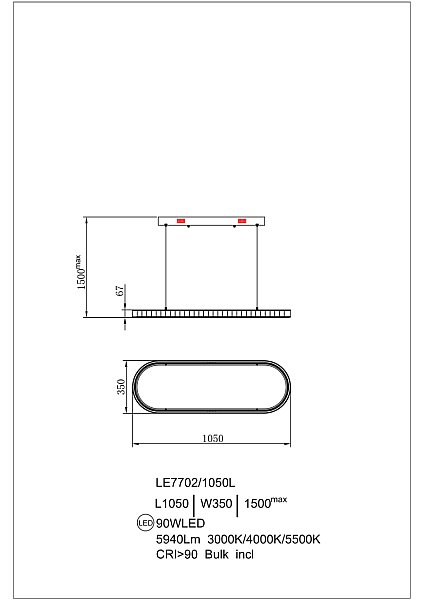 Подвесная люстра LEON Christine LE7702/1050L Black Chrome