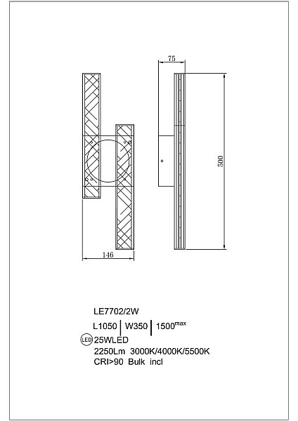 Настенный светильник LEON Christine LE7702/2W Black Chrome