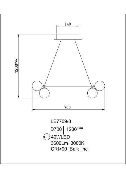 Подвесная люстра LEON Lilith LE7709/8 Black Chrome/Gold