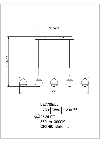 Светильник подвесной LEON Lilith LE7709/5L Black Chrome/Gold