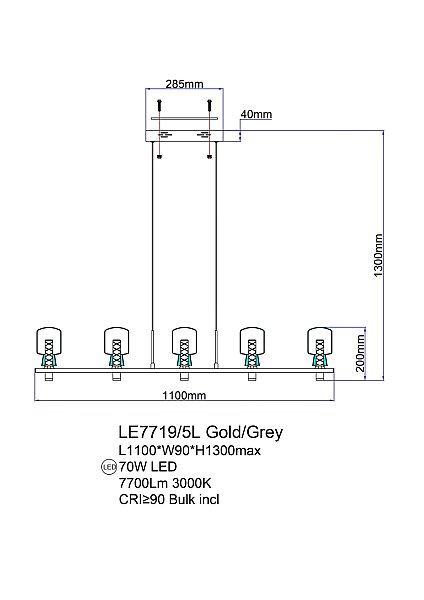 Светильник подвесной LEON Marie LE7719/5L Nickel