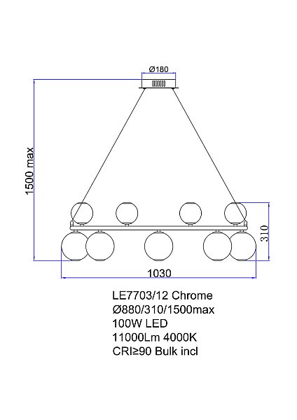 Подвесная люстра LEON Aurore LE7703/12 Chrome
