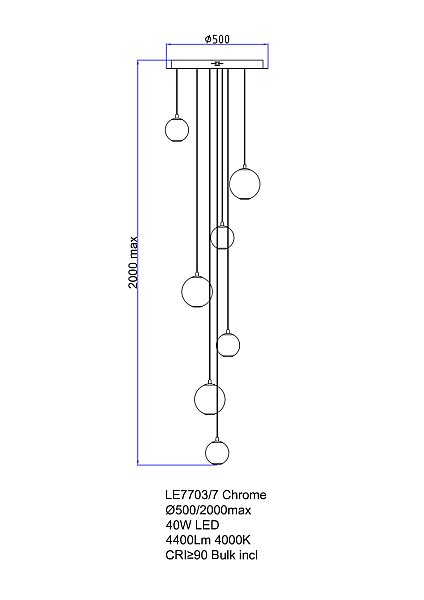 Светильник подвесной LEON Aurore LE7703/7 Chrome