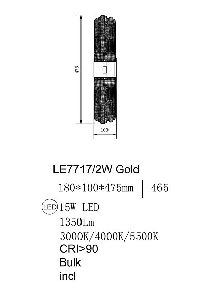 Настенный светильник LEON Cascade LE7717/2W Gold