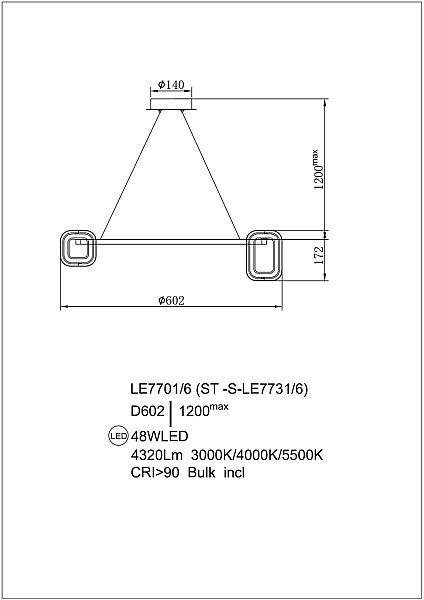 Подвесная люстра LEON Theona LE7701/6 Grey/Black Chrome