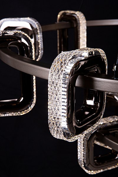 Подвесная люстра LEON Theona LE7701/10+5 Grey/Black Chrome