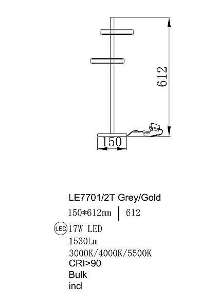 Настольная лампа LEON Theona LE7701/2T Grey/Gold
