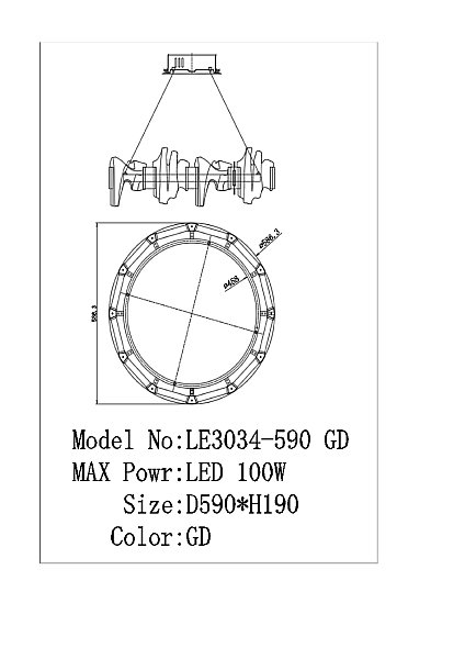 Подвесная люстра LEON Jamila LE3034/590 GD