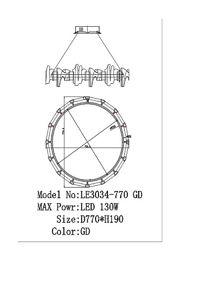 Подвесная люстра LEON Jamila LE3034/770 GD
