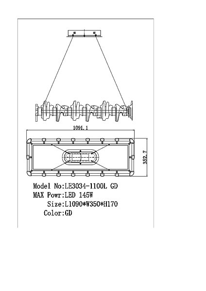 Подвесная люстра LEON Jamila LE3034/1100L GD