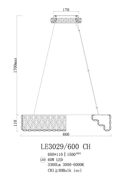 Подвесная люстра LEON Amelie LE3029/600 GD