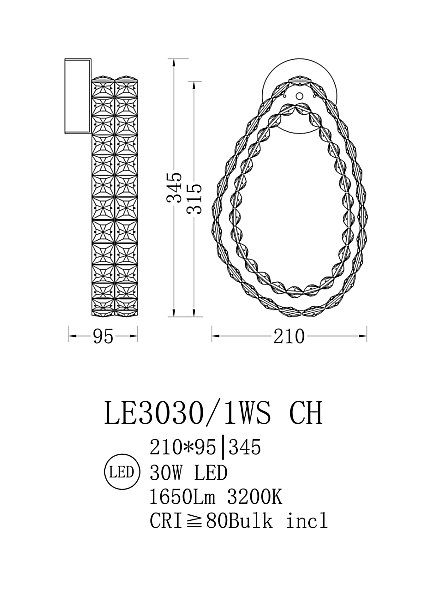 Настенное бра LEON Veronique LE3030/1WS GD