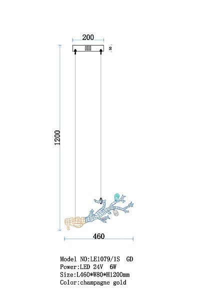 Светильник подвесной LEON Estelle LE1079/1S GD