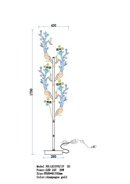 Торшер LEON Estelle LE1079/1F GD