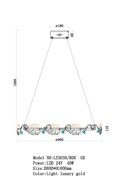 Подвесная люстра LEON Ilana LE3036/800 CH