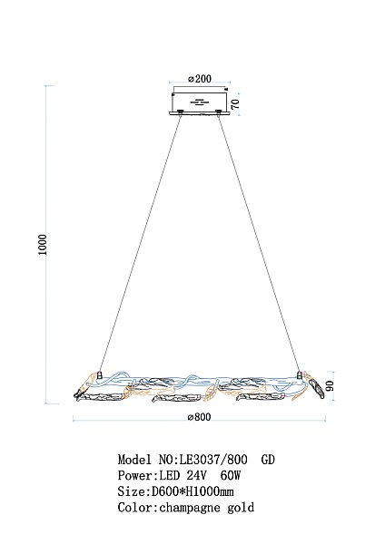 Подвесная люстра LEON Olivia LE3037/800 GD
