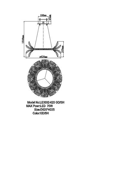 Подвесная люстра LEON Jardin LE3032/620 GD/SH